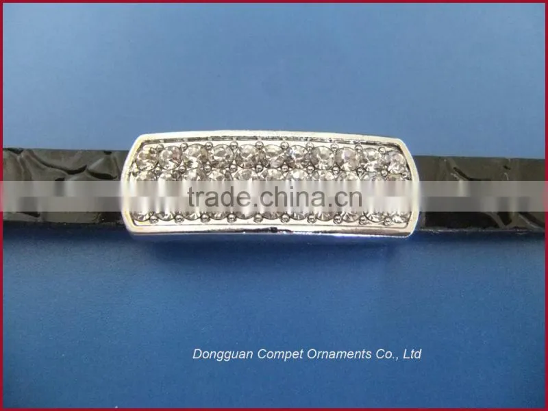DIY custom bracelets and pet collars accessories rhinestone 10mm Zinc Alloy Bent Slide Charms