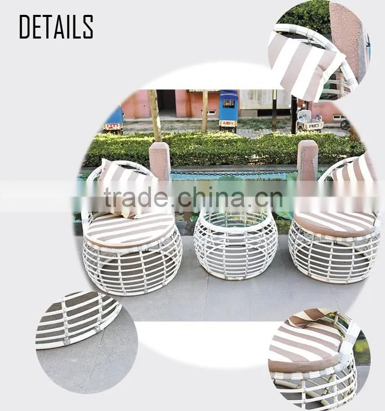 Round Shaped Outdoor Leisure White Soft PE Rattan Material Bali Synthetic Rattan Furniture