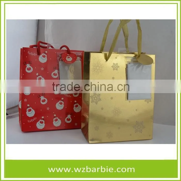 Customized Snowflake Recycable Paper Shopping/Gift Bag With Handle