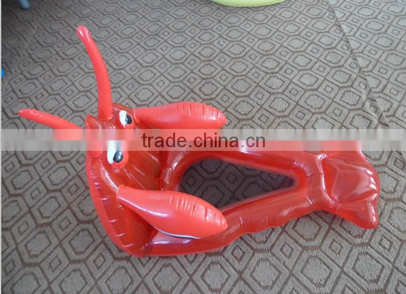 shrimp shape pvc inflatable baby water floating rider
