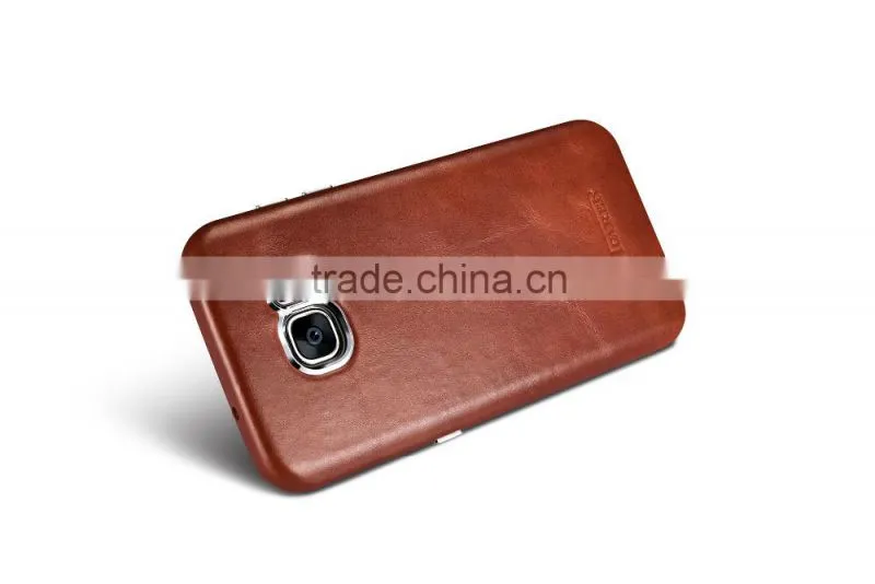 Original Icarer Vintage Series High Quality Real Leather Rubber Back Case for Samsung S7 edge MT-5682