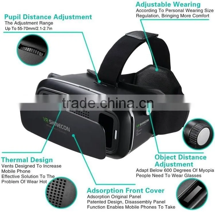 Factory New VR BOX 3d Glasses Mobile Phone Virtual Reality Fit 4.7 to 6.0 inch mobile phone 3 d Glasses Print Logo vr Headset
