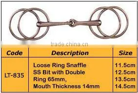 Loose Ring Snaffle, SS Bit with Joined Quarter Moon