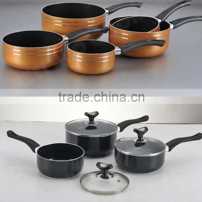 Pressed Aluminum Cookware Set(Non stick Milk pan,Sauce pan, pan ,with S/S lid)