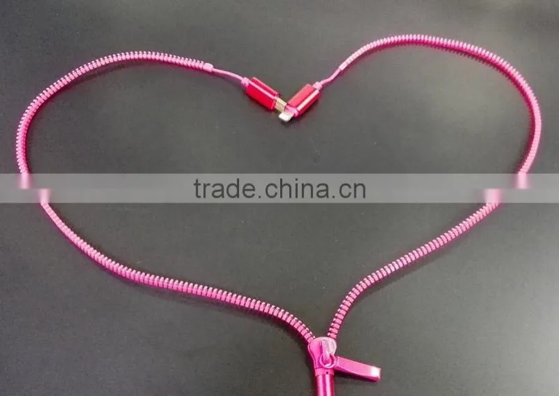 zipper usb data cable 2 in 1 good quality zipper cable