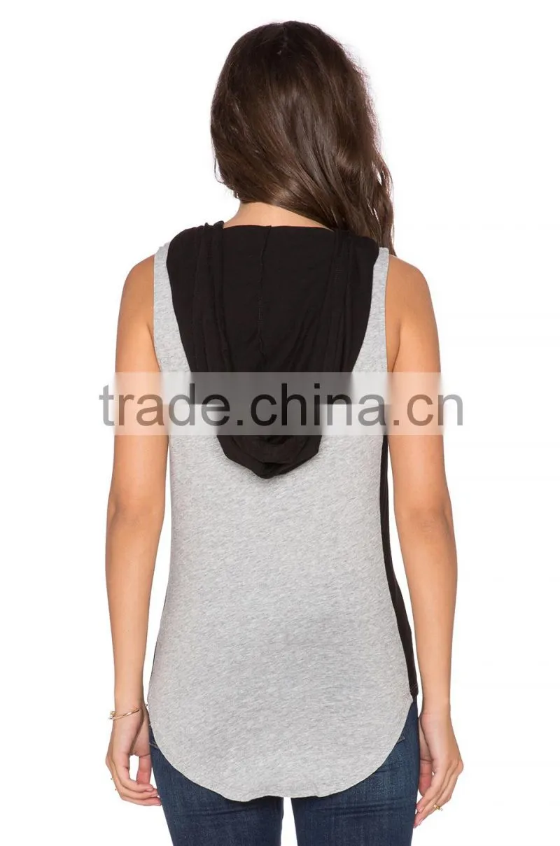 New Design Vest Womens Hooded Tank Top Women Hood Sleeveless T-Shirt Simple Tank Top With Hood