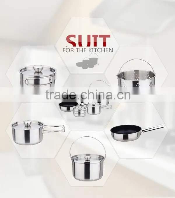 2016 Chaozhou carry-home outdoor camping stainless steel cooking pot set