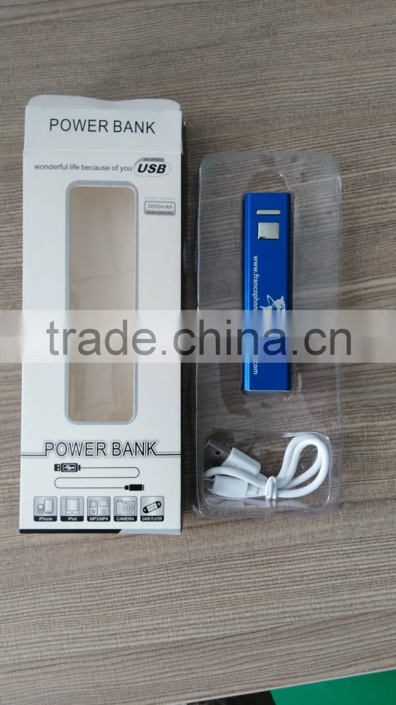 New Model Fashion Portable Power Bank With 2600mah Cargador