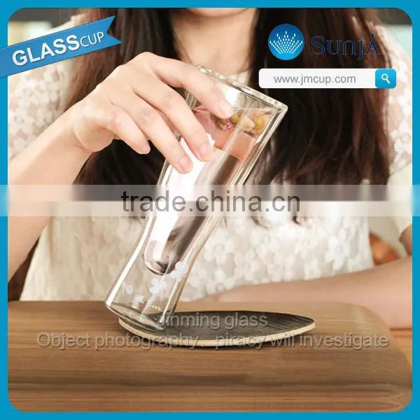 clear tall double wall champagne glass cup