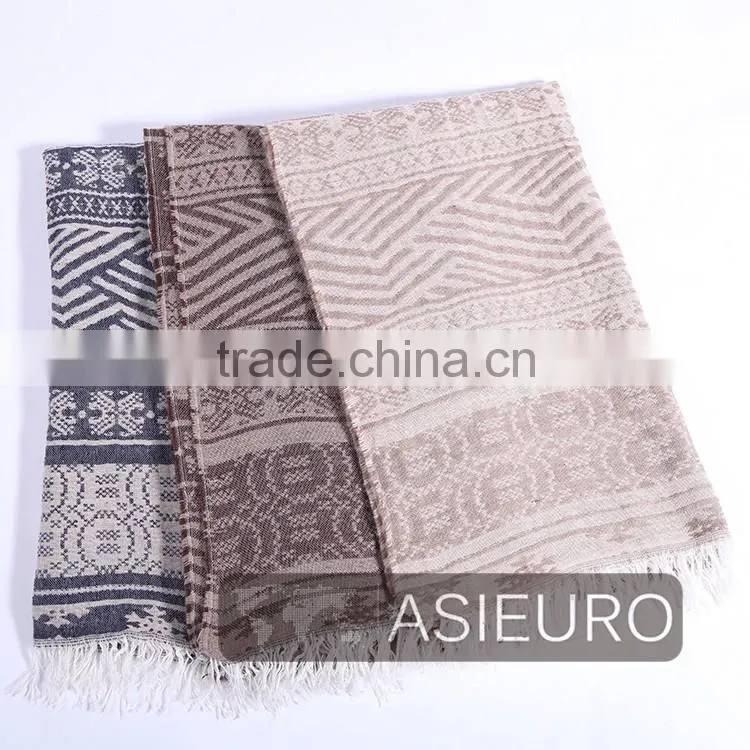 Fashion Jacquard Snowflake Scarf with Fringes, BSCI AND SEDEX