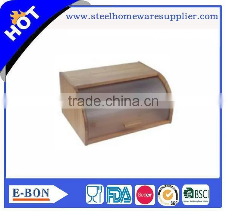 Modern design wooden plastic bread bin