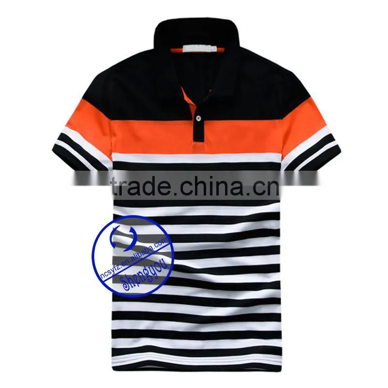Custom Men's Casual Striped Pique Polo Shirt