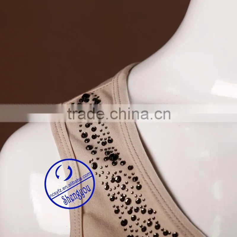 2015 high quality wholesale ladies 100 cotton v-neck tank top