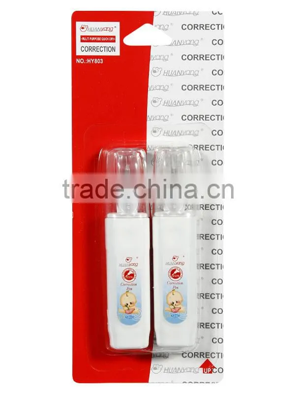 New design white Corrector liquid Metal tip Correction fluid(HY-607) in blister card 12ml