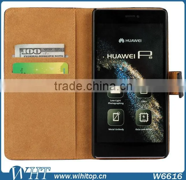 Leather Card Slot Flip Cover with Stand for Huawei Ascend P8 Case