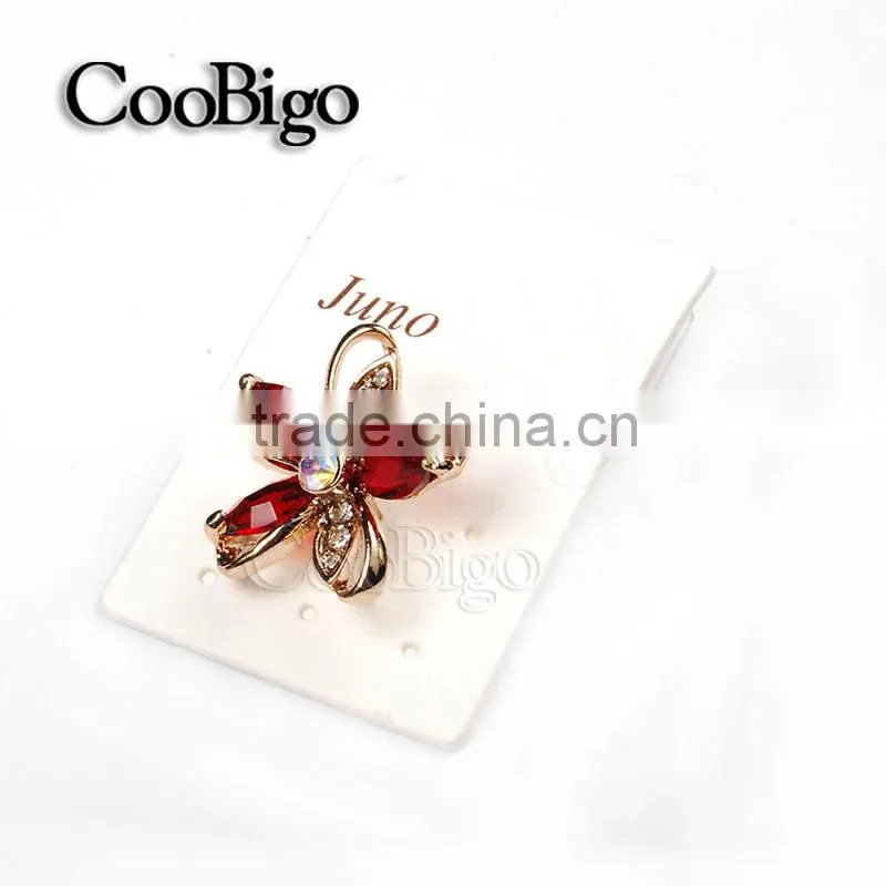 Fashion Jewelry Charming Red Crystal Flower Cuff-Link Gold Ladies Party Wedding Gift Promotion Apparel Accessories