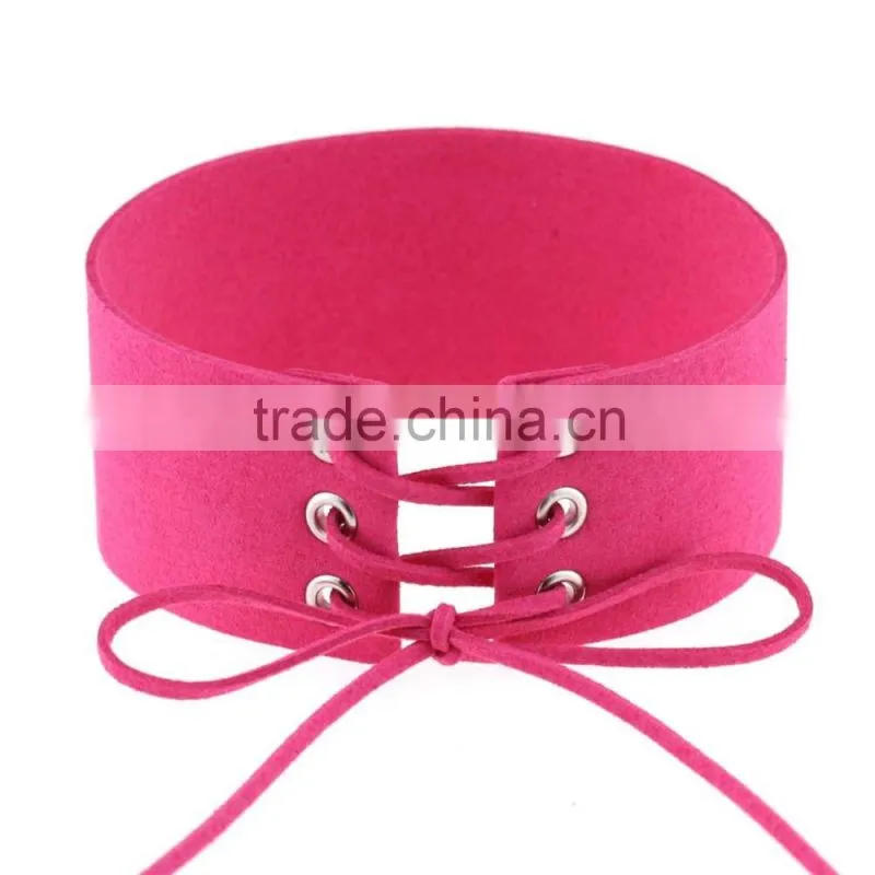 Woman man Punk Sexy Leather Wrap Choker Collar Leather Wrap