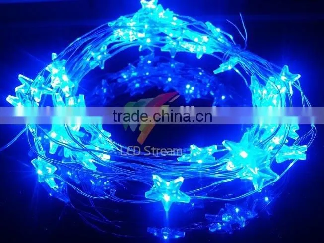 Twinkle Blue Star LED String light 3AA Battery Operated for Christmas