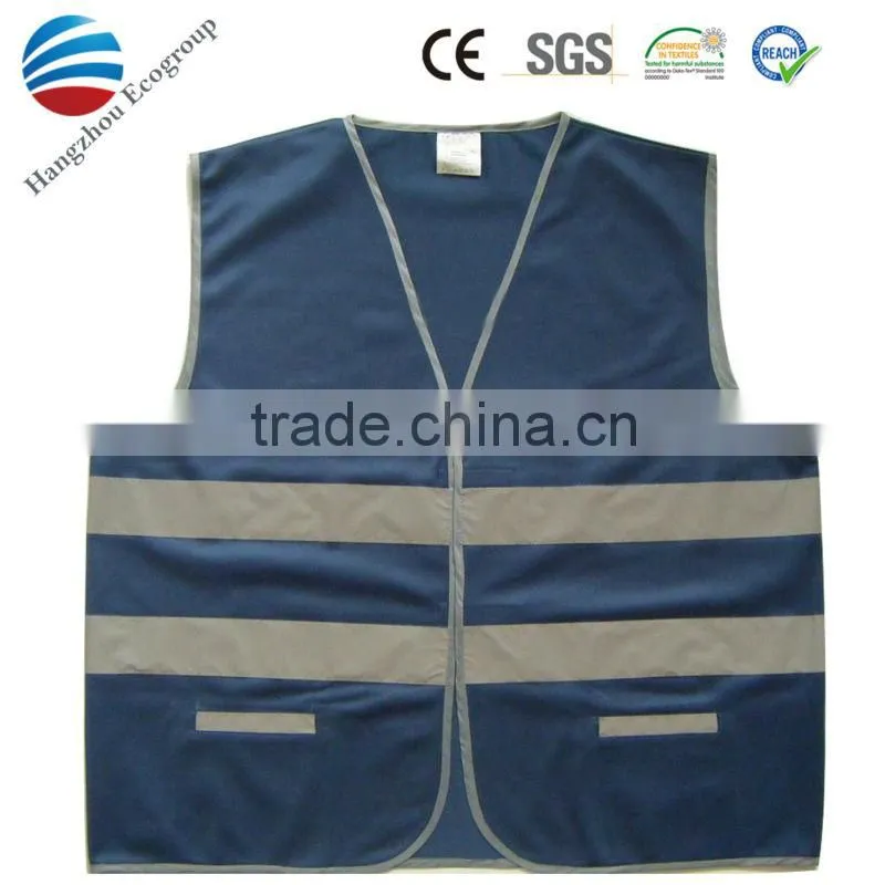 Blue high visibility reflective safety vest with customized printed logo.2015 NEW!