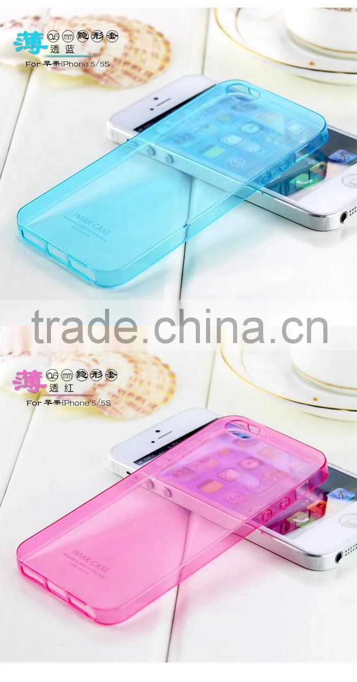 0.6mm invisible soft tpu case for iphone 5 5s/mobile phone ultrathin case