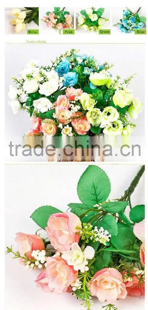 10 heads artificial begonia, 27 cm royal blue artificial flowers for home decor
