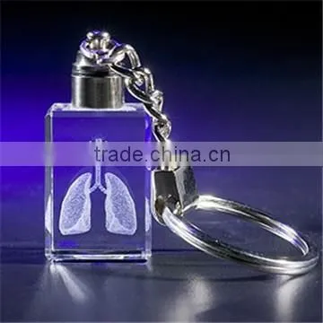 3d laser engraved Crystal cube with led light laser cut key chain engraved toy bear for crystal keychains gifts