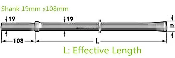 Chisel Bit Integral Drill Rod For Rock Drilling , Shank 22 mm x 108 mm
