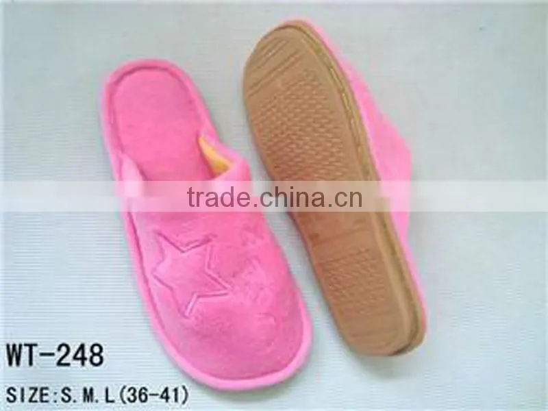 Girls PVC Outsole Warm Upper Bathrooom Slippers Indoor Flat Cotton Fabric Ladies Bathroom Slippers