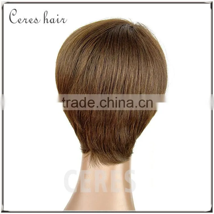 100% human hair kosher wig short dark blonde wig silk straight hair wig