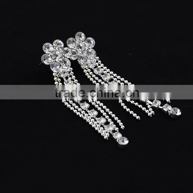 Fahion wedding series woman bulk necklace silver plated diamond bridal jewelry set