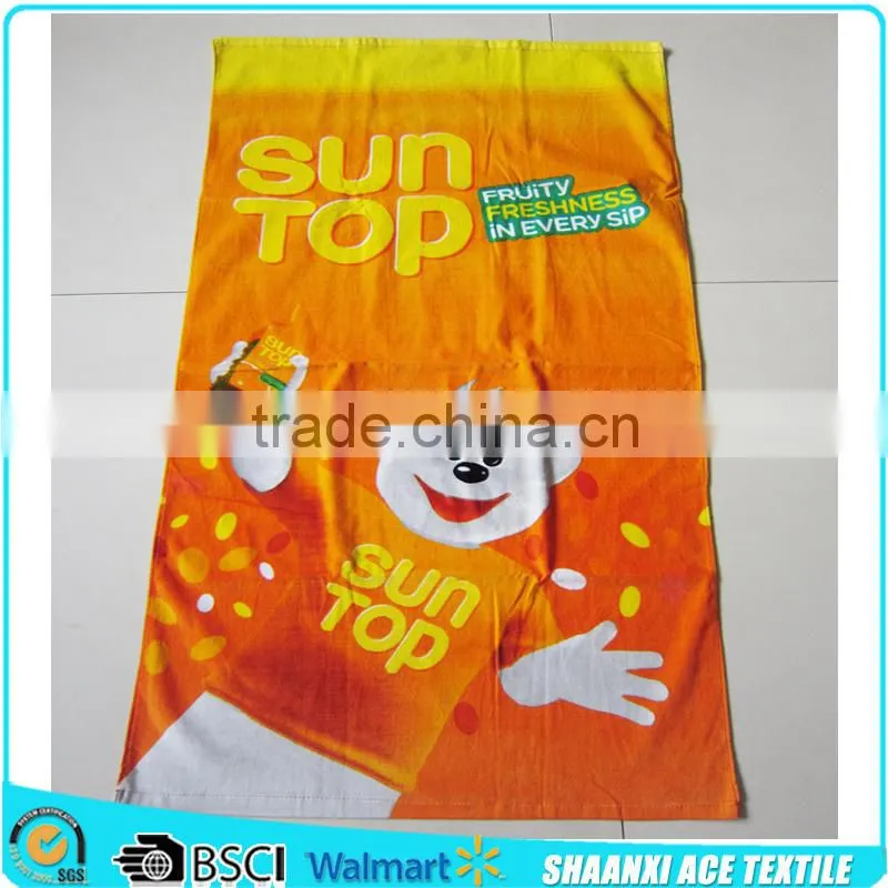 Lovely cartoon image brand printed bath towel/cartoon brand promotional towel