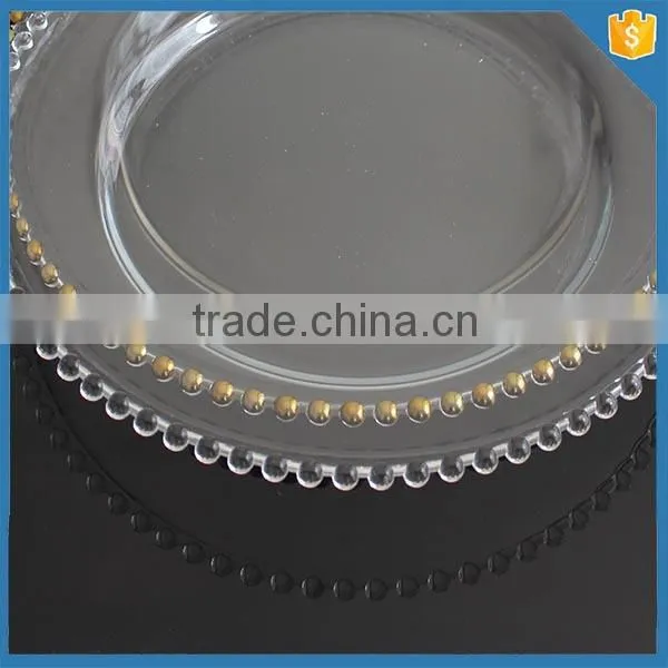 LXHY-P059 Crystal wedding charger plate antique gold plate