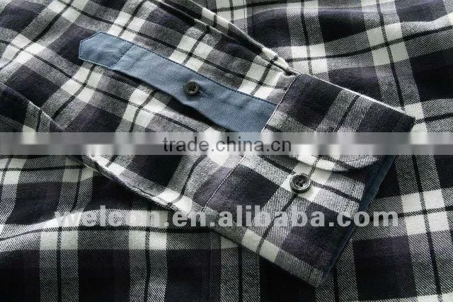 Latest pure cotton city leisure long sleeve fashion casual classic plaid shirts for men