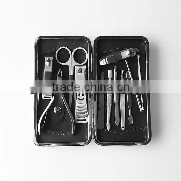 Wholesale high quality nail care kit stainless steel manicure set porable metal manicure kit nail clipper 12pcs/set