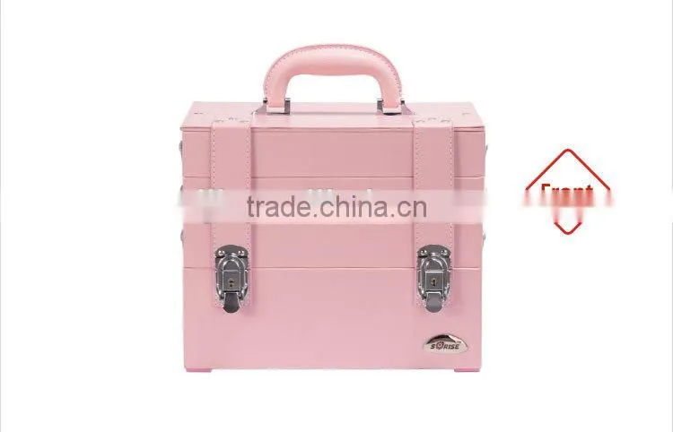 Gift Cute and Fancy Pink 4 Tier Waterproof Travel Toiletry Makeup Cosmetic Case Bag