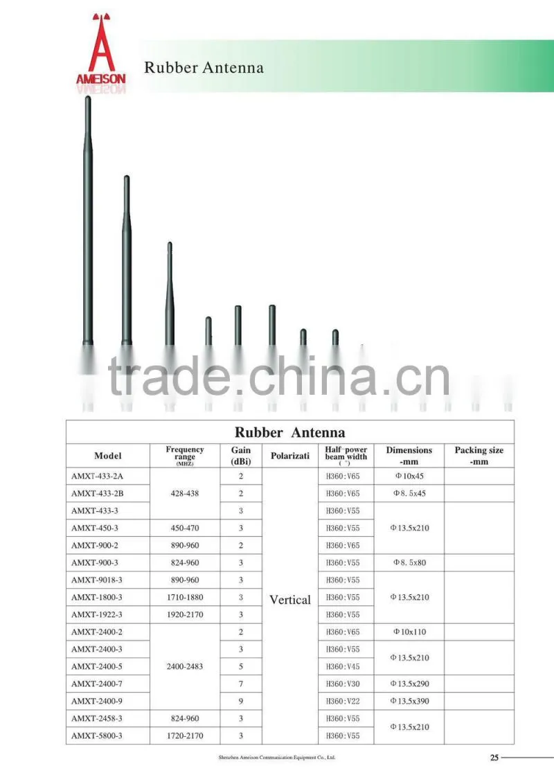 Antenna Manufacturer 433MHz 3dBi Omni-directional Rotating VHF UHF Radio Flexible Rubber Antenna