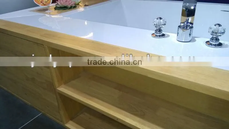 stone bathtub,wood cabinet,solid stone bathtub