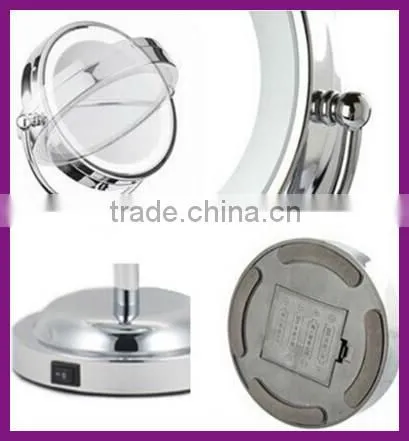 hot selling 6 inch lighted makeup table cosmetic vanity mirror with light for Christmas gift