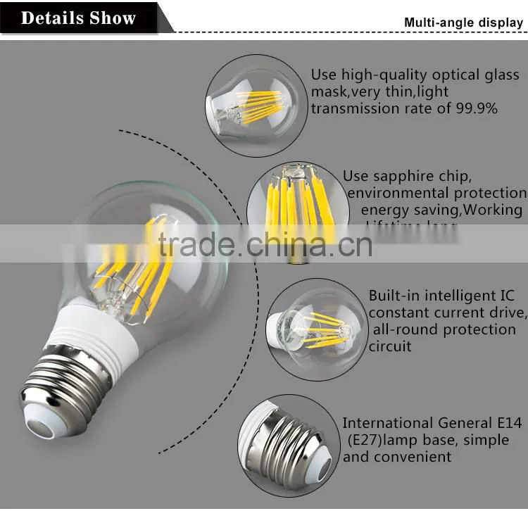 2000k-6300k PF>0.5 SMD 2years garanty e27 a60 led lamp chinese led bulb light, filament leb bulb, led flame shaped light bulb