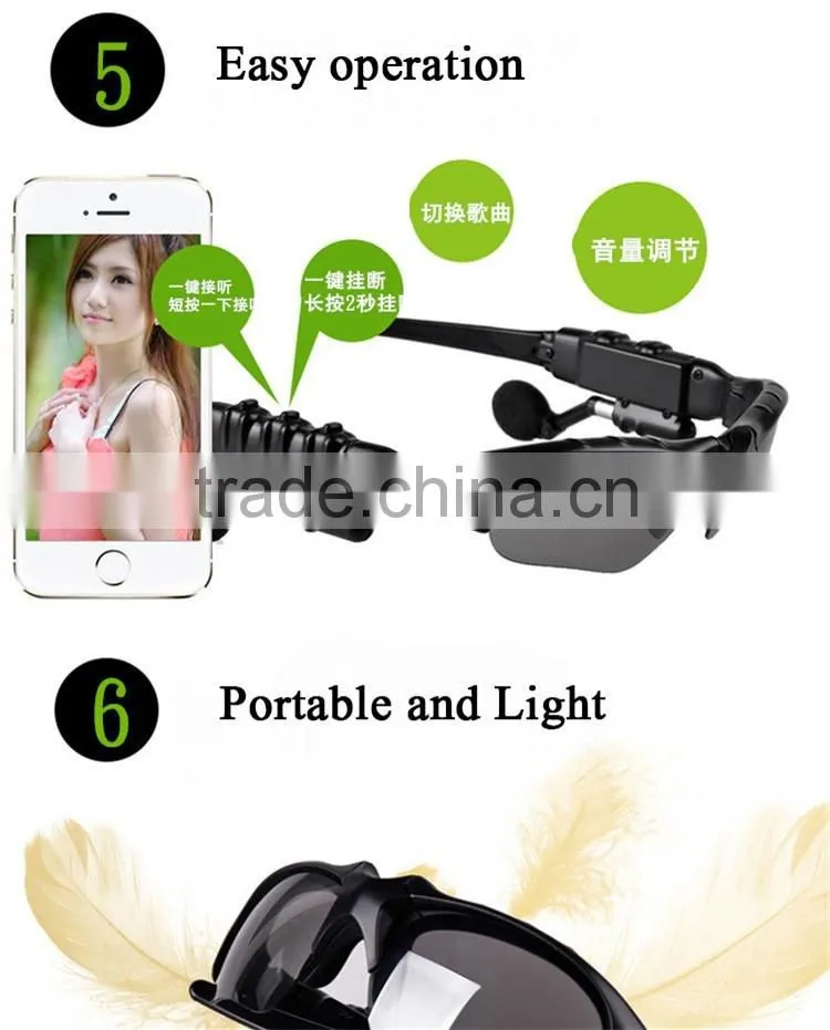 Bluetooth Sunglasses Headphones Sport Polarized Glasses Headset with Mp3 Player for Android IOS