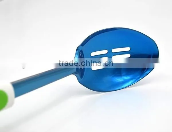 Non-stick TPR handle Factory Price titanize kitchen slotted cooking spoon