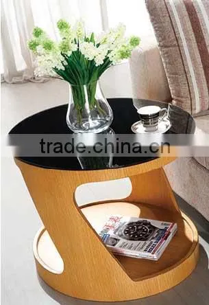 Bent Wood Side Table/Tempering Glass Table S118