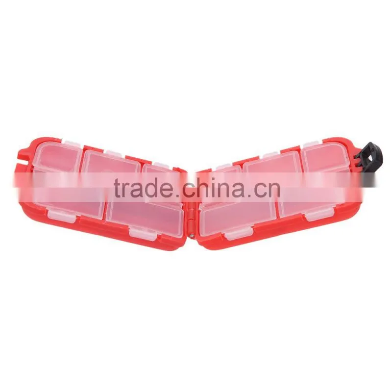 Fishing Tackle Box 10 Compartments Small Size for Fishing Hooks Swivels Beads etc Red