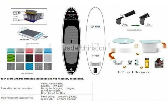 popular isup inflatable stand up paddle longboard with clear view