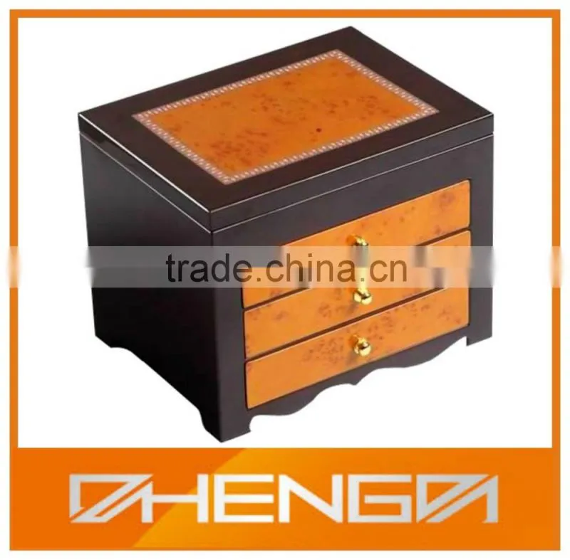 HOT SALE Factory Price custom made-in-china black piano lacquer small wooden drawer storage box (ZDS-SJF019)