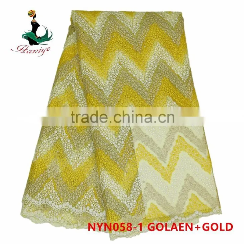 Haniye 2016 new design african french lace fabric with flower embroidery tulle lace fabric/NYN58