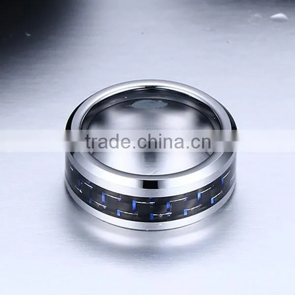 Top Quality Fashion Black Carbon Fiber Tungsten Steel Ring