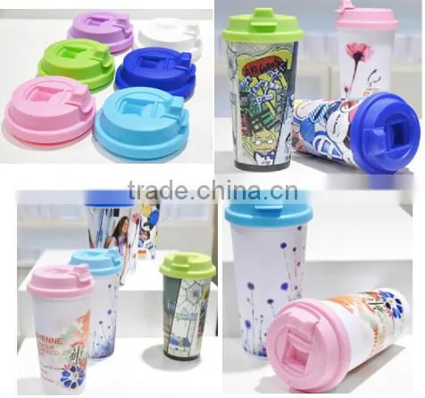 Polymer Blank Sublimation Double Wall Tumbler , kid water bottle with flip-lock lid