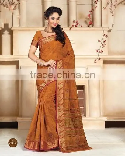 Blue Cotton Silk Saree