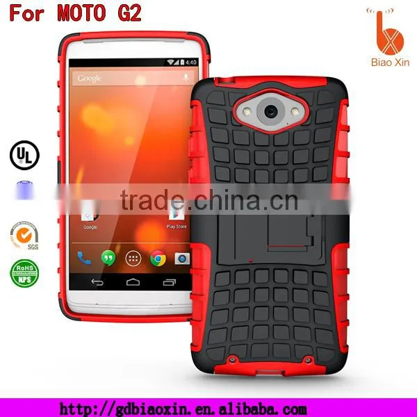 Robber phone cover For motorola moto g2, TPU+PC kickstand mobile cover for motorola accessory